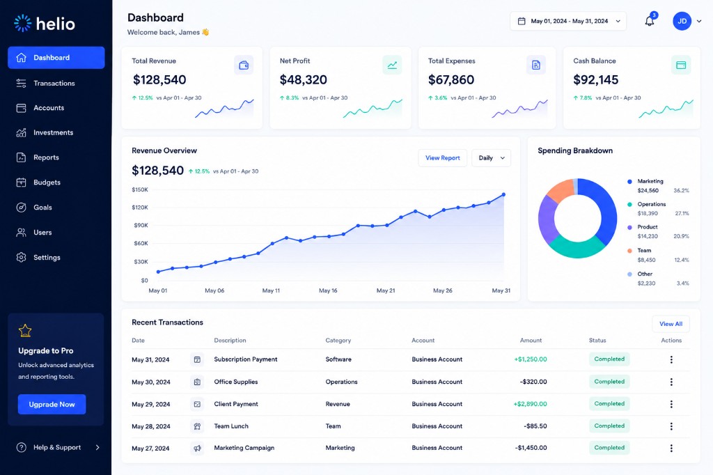 Helio — Fintech dashboard